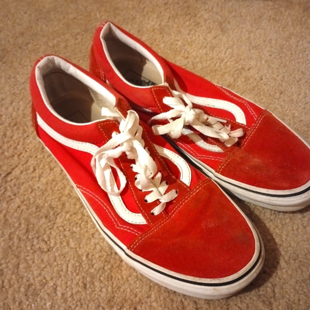 Red suede vans women's 9.5 mens 8